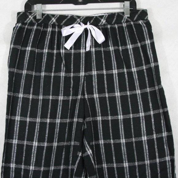 Vintage SecreTreasures Black Cotton Pajama Bottom w/ Glitter Silver Checks SZ M - Picture 2 of 8